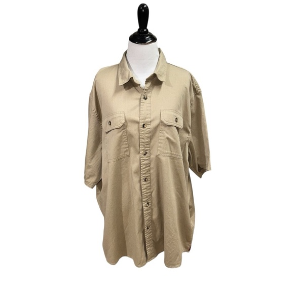 Wrangler Other - Wrangler Men's Size XL Button Down Shirt Short Sleeves Work Shirt Thick Tan